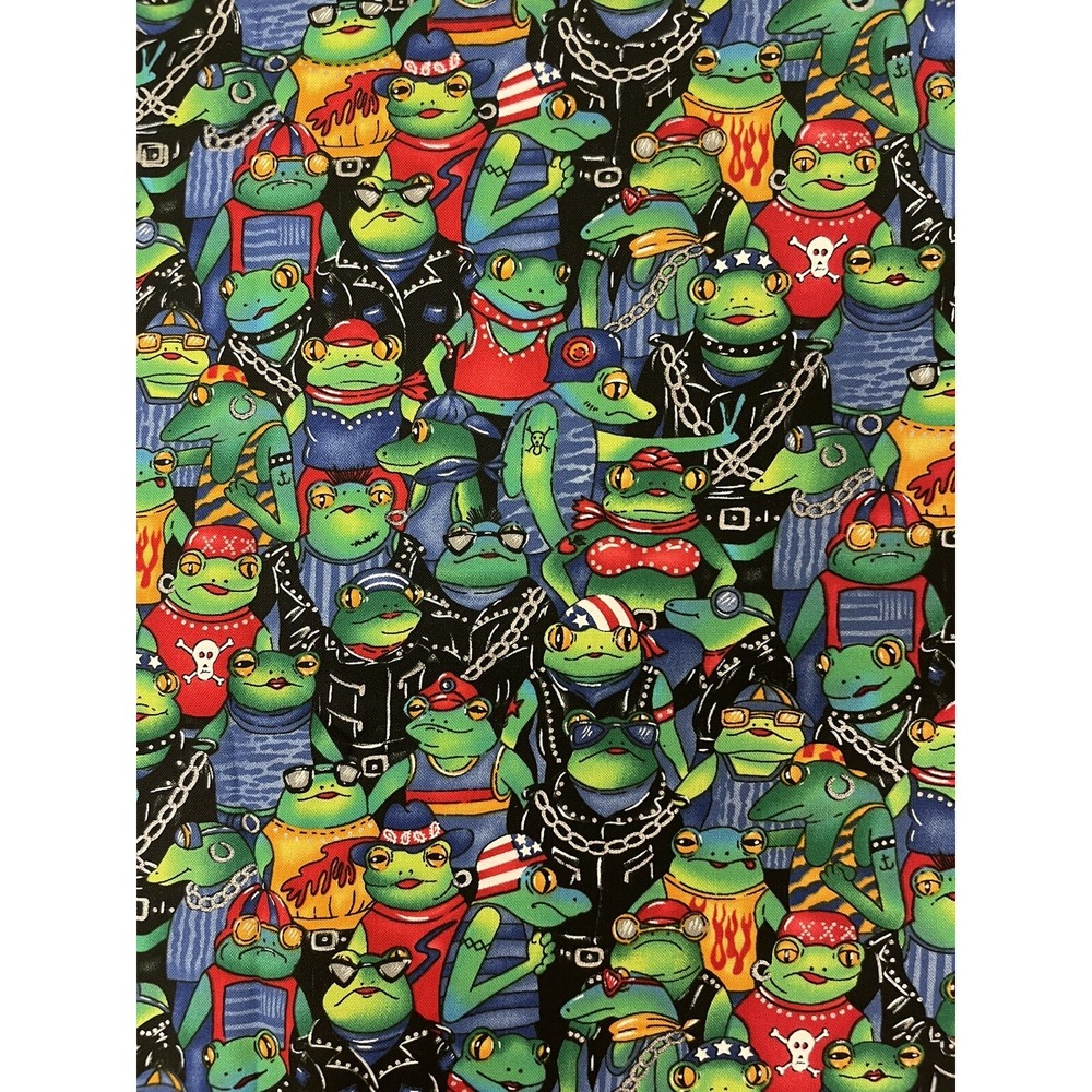 OOP Very Rare Biker Frog Rally Timeless‎ Treasures Cotton Fabric 1 yd VHTF